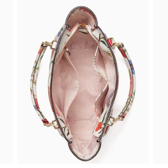 KATE SPADE Cream Multicolor Floral Leather Bag Kingston Blossom Vivian Tote Bag - Picture 11 of 17